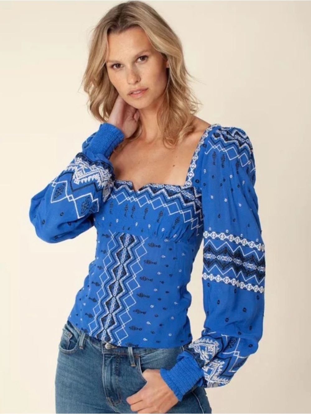 Hale Bob Hassina Embroidered Boho Blouse Small NWT